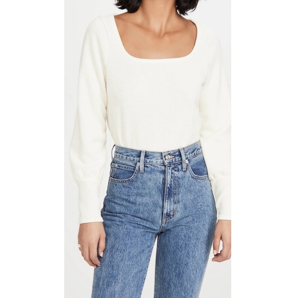 Madewell + Ottoman Rib Square-Neck Top in Cream Size 1X - Picture 1 of 9